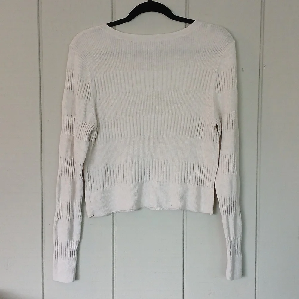American Eagle Cream Button Down Mixed Ribbed Long Sleeve Cardigan Size XL